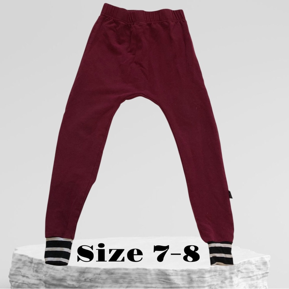 Kids Maroon Joggers with Striped Cuffs